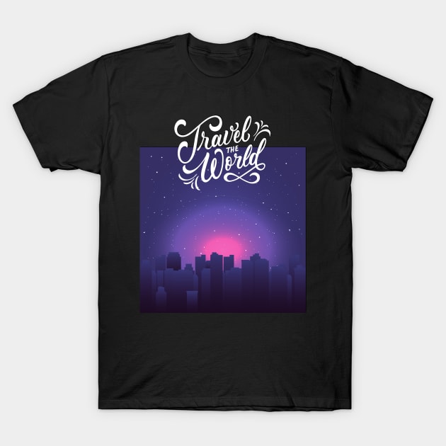 Travel the World Wanderlust love Explore the world holidays vacation night T-Shirt by BoogieCreates